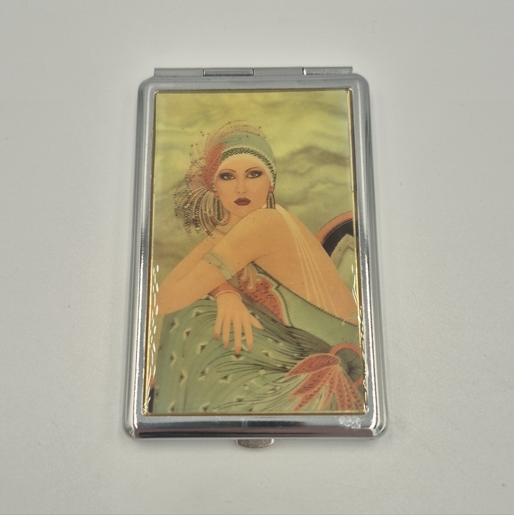 Flapper Art Deco Showgirl Compact Mirror Make Up Pocket Mirror Cosmetics
